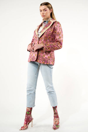 Renaissance Silk Jacquard Blazer: Pinkish Mauve