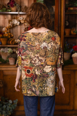 Golden Hour Luxe Tee Floral Tunic Shirt with Swallow: S/M (4-8)