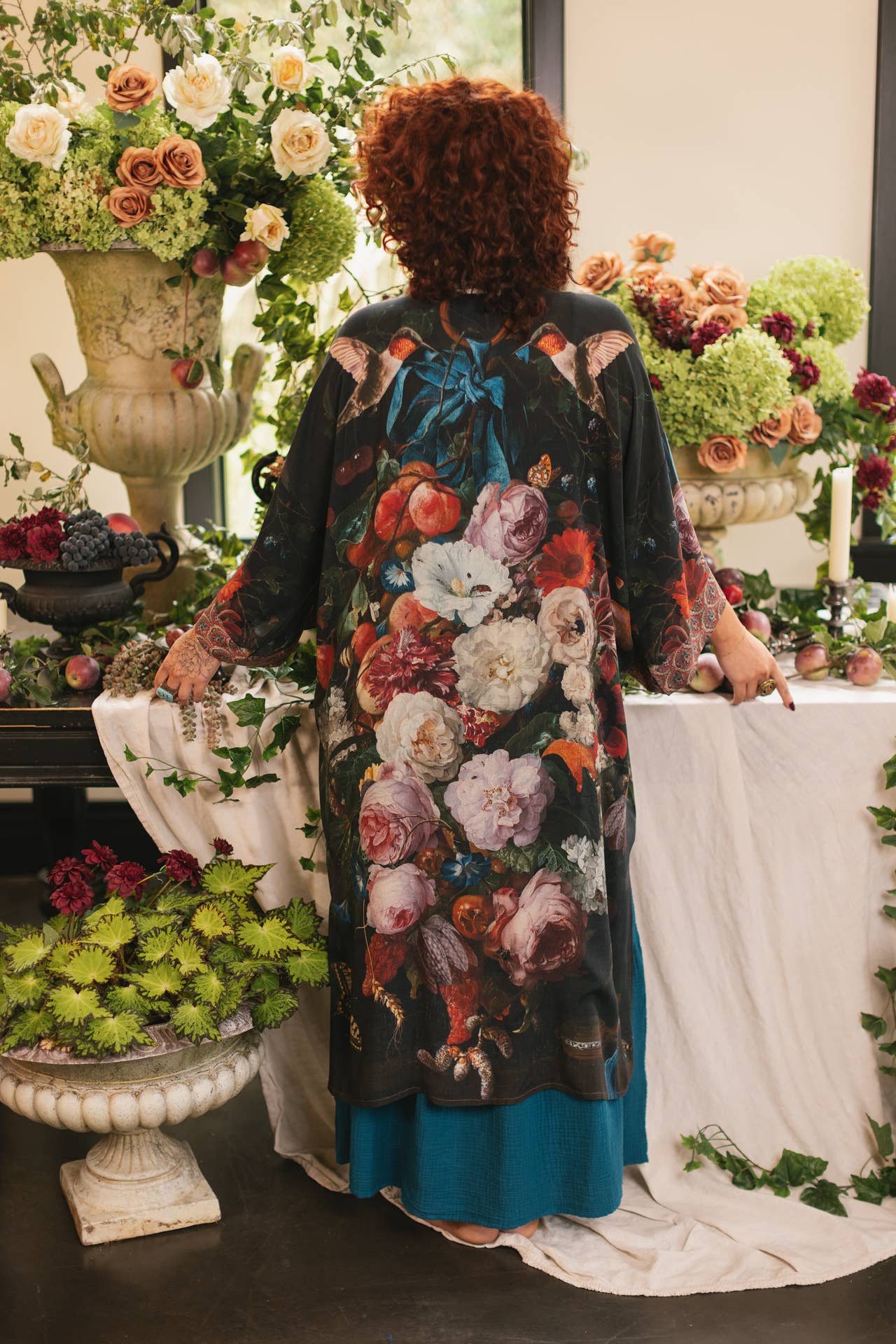 Flight of Fancy Opera Duster Kimono Robe Hummingbird