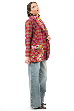 Coco Boucle Lined Blazer / Jacket : Fuchsia/Camel Combo / S