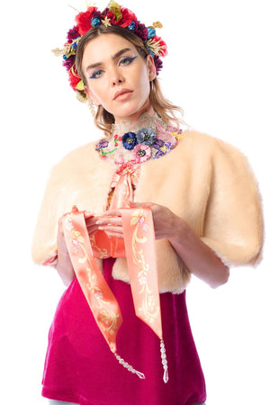 Grace Kelly Reversible Fur Cape: Ivory / One size