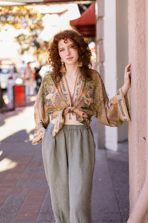 Friendship Love & Truth Vintage Wash Cropped Kimono