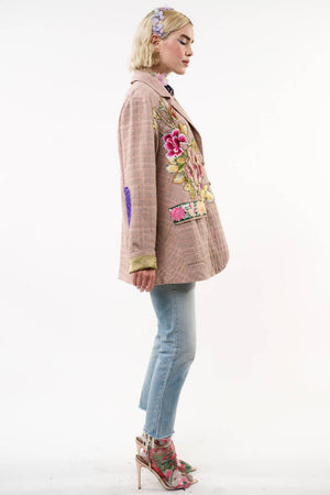 Sudden Sensation Blazer | Pink Jacket | Embroidered Jacket: Pink Ash / XL