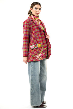 Coco Boucle Lined Blazer / Jacket : Fuchsia/Camel Combo / XS