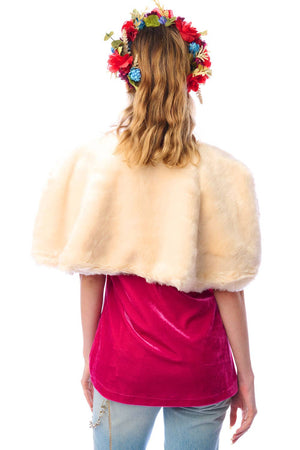 Grace Kelly Reversible Fur Cape: Ivory / One size