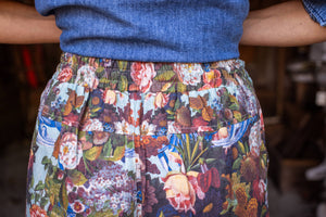 Love Language Linen Cropped Artist Pant w/ Flowers: Original O/S