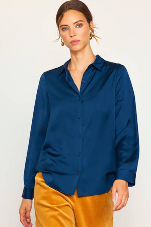 Recycled Satin Classic Buttondown Blouse