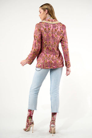 Renaissance Silk Jacquard Blazer: Pinkish Mauve