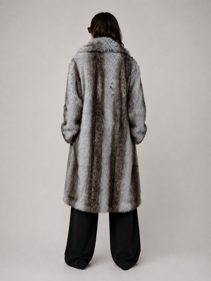 FC0217: The Silver Frost Luxe Long Coat: Blue Brown / S