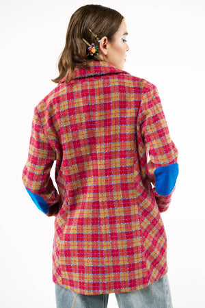 Coco Boucle Lined Blazer / Jacket : Fuchsia/Camel Combo / XS