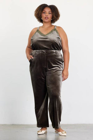 Plus Size Velvet Straight Fit Pants