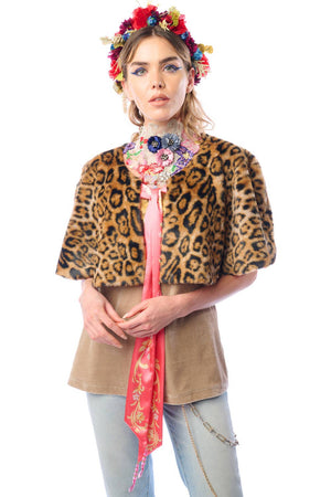 Grace Kelly Reversible Fur Cape: Leopard / One size