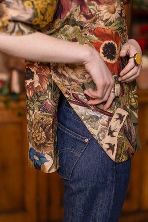 Golden Hour Luxe Tee Floral Tunic Shirt with Swallow: L/XL (10-14)