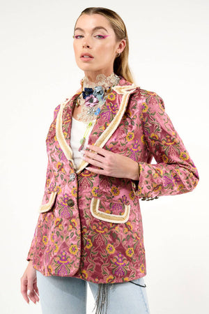 Renaissance Silk Jacquard Blazer: Pinkish Mauve