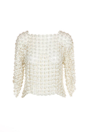 Pearl Beaded Top: Gold