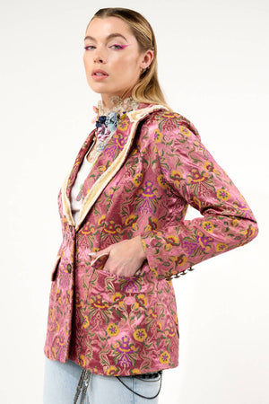 Renaissance Silk Jacquard Blazer: Pinkish Mauve