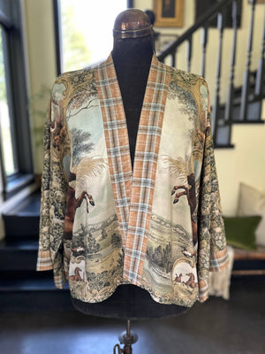Born to Run Pixie Duster Crop Kimono w/ Horse & Flower Print