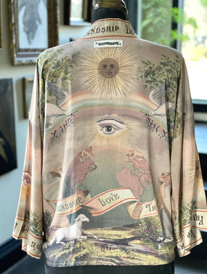 Friendship Love & Truth Vintage Wash Cropped Kimono