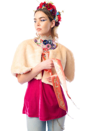 Grace Kelly Reversible Fur Cape: Ivory / One size