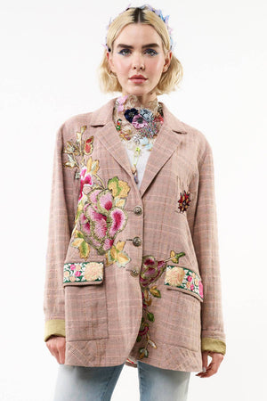 Sudden Sensation Blazer | Pink Jacket | Embroidered Jacket: Pink Ash / XL