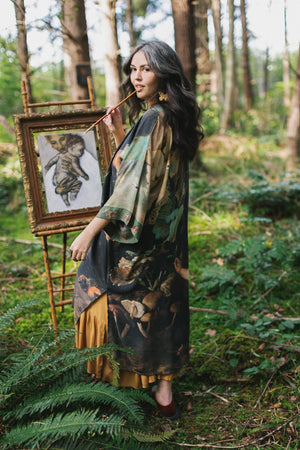 Heartwork Opera Duster Kimono Robe w Artist Butterfly
