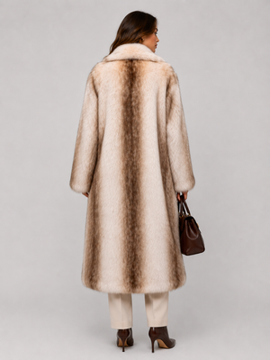 FC0217: The Silver Frost Luxe Long Coat: Blue Brown / M