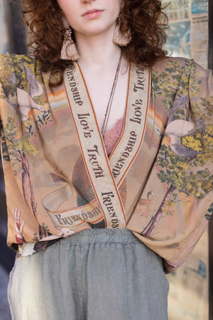 Friendship Love & Truth Vintage Wash Cropped Kimono