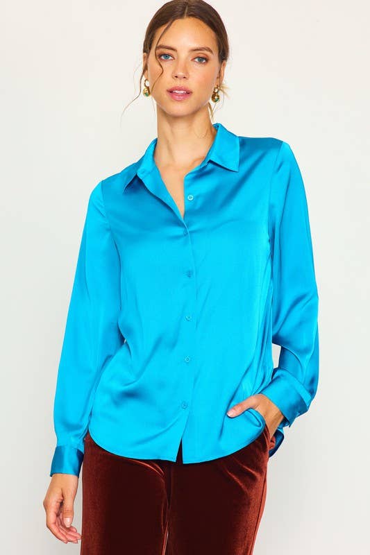 Recycled Satin Classic Buttondown Blouse